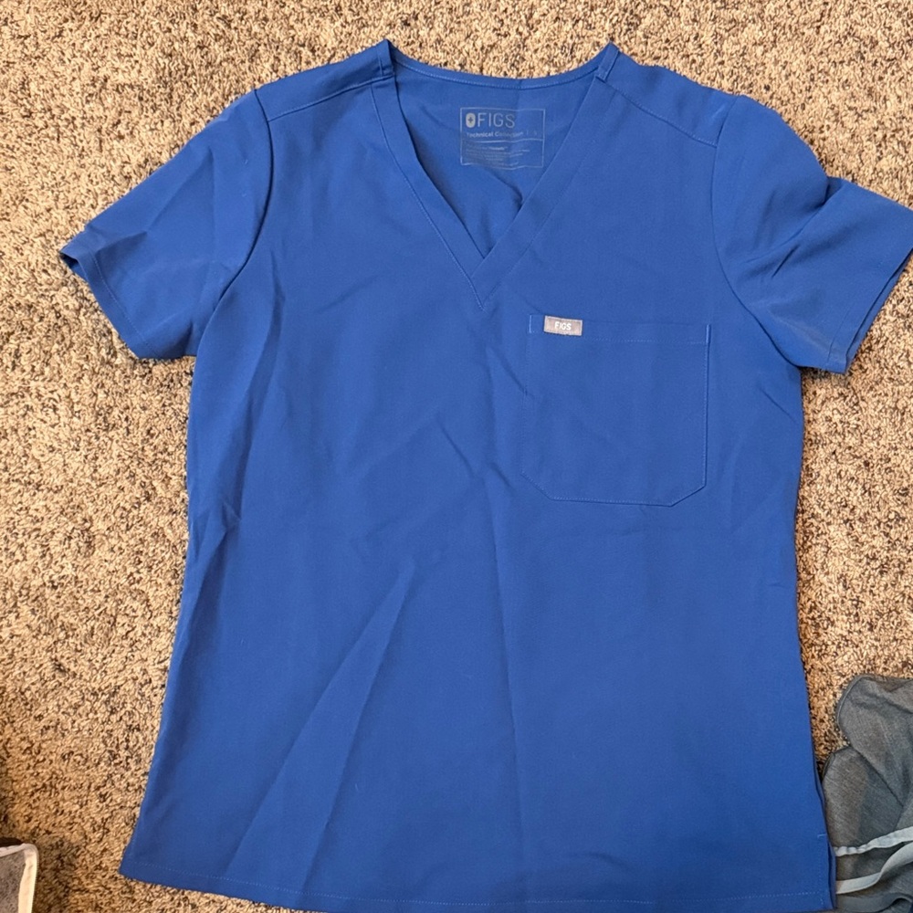 Figs Royal Blue V-Neck Scrub Top
